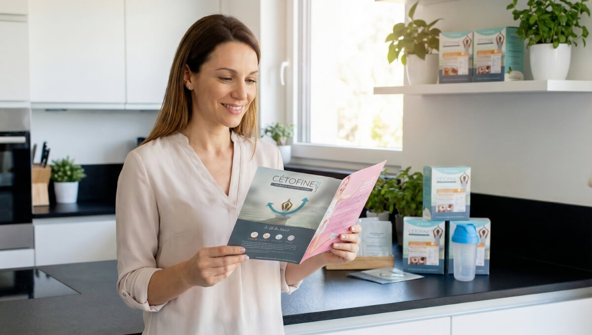 Femme dans sa cuisine qui va débuter son programme minceur Cétofine 21